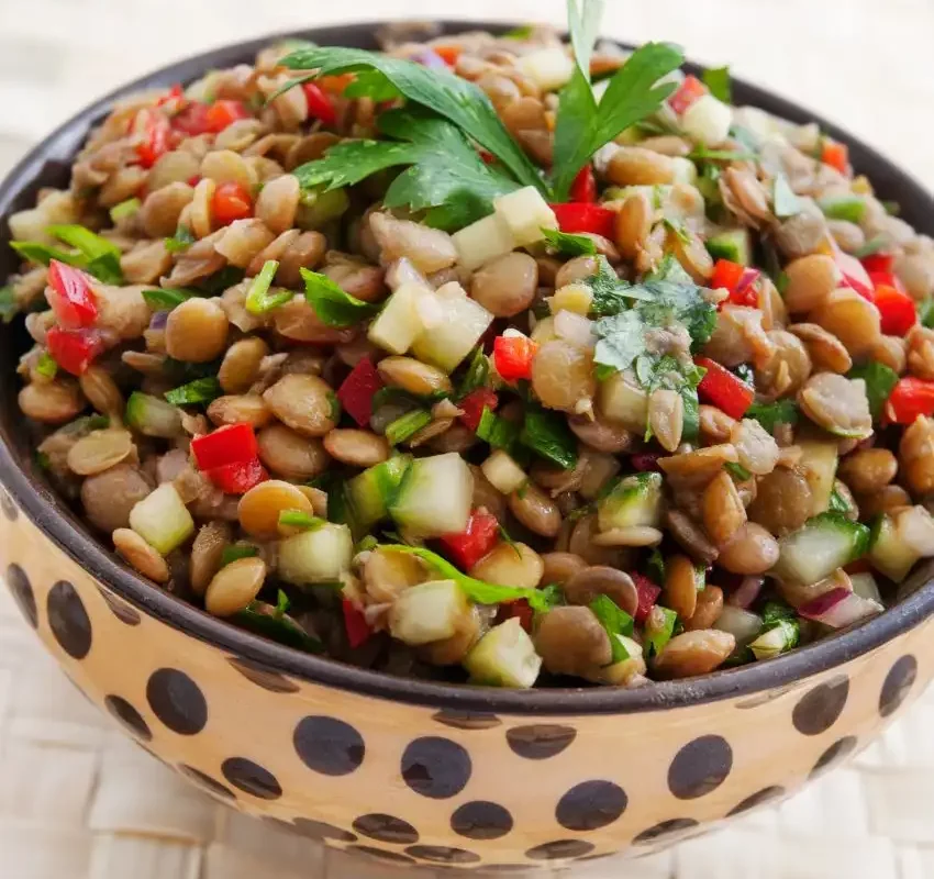 salada de lentilhas com tahine
